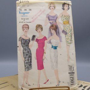 Vintage Sewing PATTERN Vogue Patterns 4108, Special Design 1960 Womens Dress